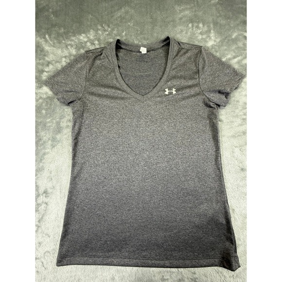 Under Armour Tops - Under Armour Womens HeatGear V-Neck Short Sleeve T-Shirt Gray Heather Small